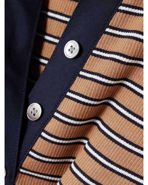 Veronica Beard Blue Kearney Oberteil Aus Gerippter Stretch-Baumwolle Mit Streifenmuster Und Polokragen