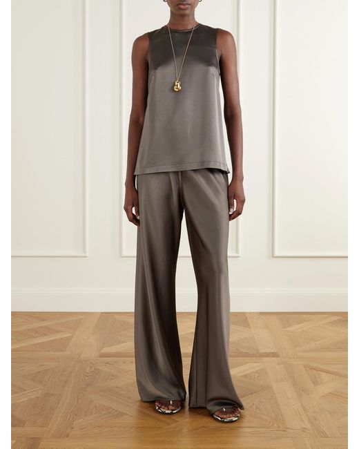 La Ligne Gray Crepe-Satin Cami