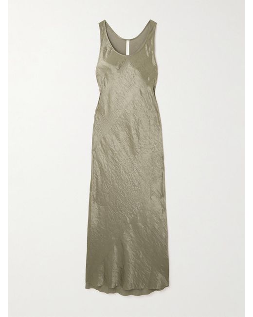 Lauren Manoogian Natural Net Sustain Luster Bias Crinkled-Satin Maxi Dress