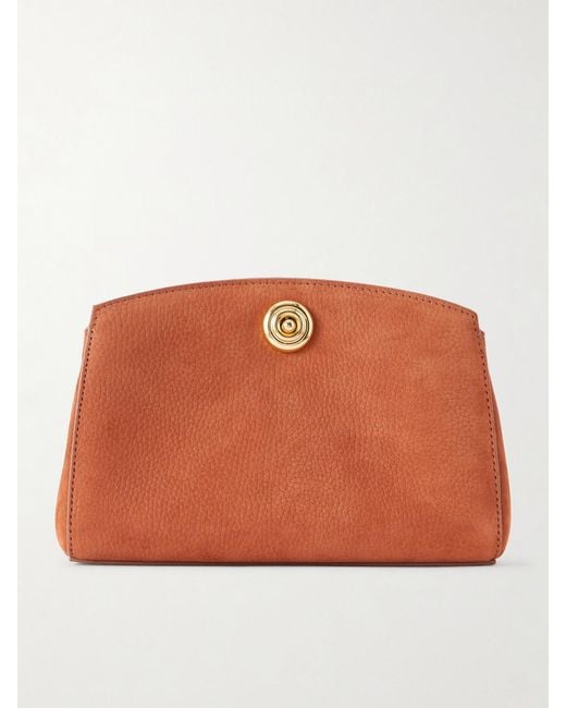 Liffner Orange Pushlock Leather Clutch