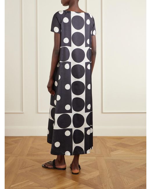 Dries Van Noten White Davita Printed Satin Midi Dress