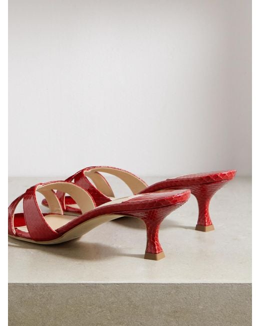 Manolo Blahnik Red Callamu 50 Mules Aus Elapheleder