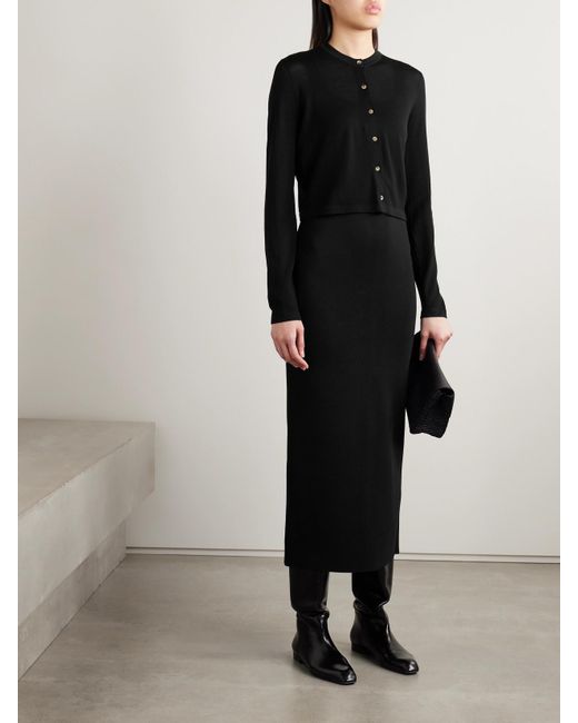 Khaite Black Brieta Merino Wool Cardigan