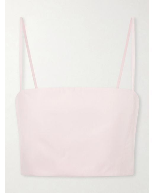 Gabriela Hearst Pink Nadir Cropped Cotton-Poplin Top