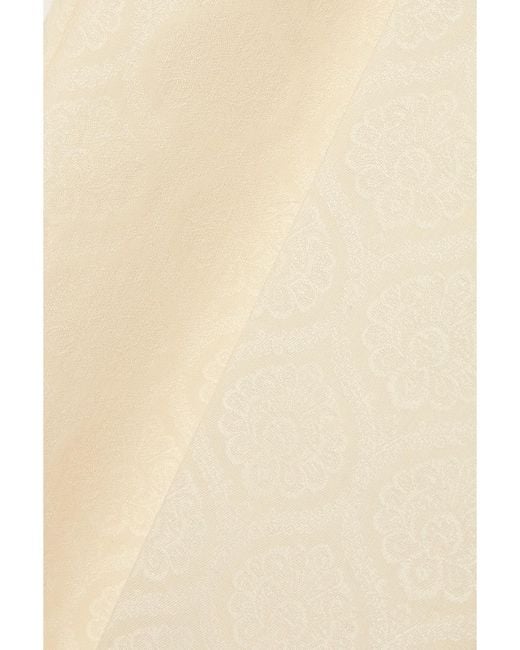 Etro Natural Pleated Cotton And Wool-Blend Jacquard Wide-Leg Pants