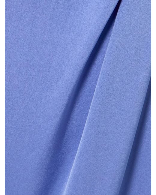 Alex Perry Blue One-Shoulder Gathered Satin-Crepe Gown