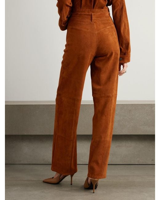 Stouls Brown Mythéo Paneled Suede Straight-Leg Pants