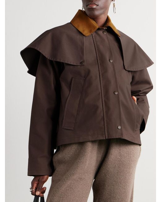 Altuzarra Brown Austen Jacke Aus Baumwoll-Canvas Mit Velourslederbesatz