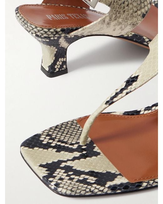 Paris Texas Natural Portofino Snake-Effect Leather Sandals