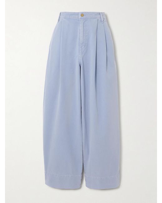 B Sides Blue Martin Barrel-Hose Aus Baumwoll-Twill Mit Bundfalten