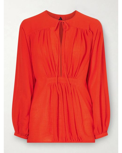 Les Vacances d'Irina Hazy Nipple Gathered Cotton Shirt