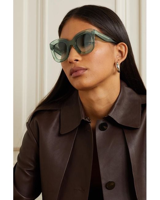 Celine Oversized Cat-eye Acetate Sunglasses in Green | Lyst