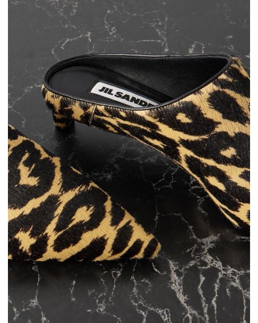 Jil Sander Multicolor Leopard-Print Calf Hair Mules