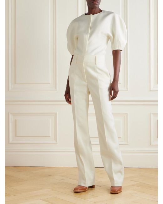Gabriela Hearst White Cecilia Wool Straight-Leg Pants