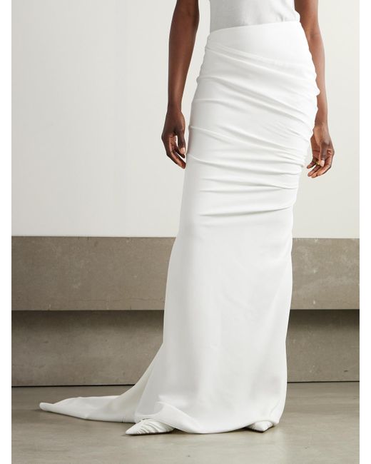 Stella McCartney White Train Maxirock Aus Crêpe Mit Raffungen