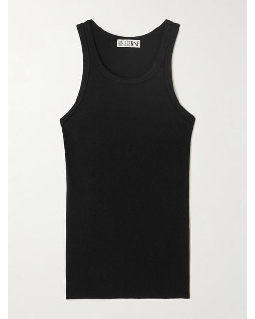 ÉTERNE Black Tanktop Aus Geripptem Stretch-Jersey