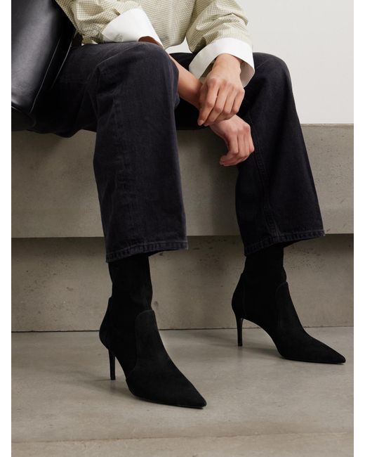 Stuart Weitzman Black Stuart Power Suede Ankle Boots
