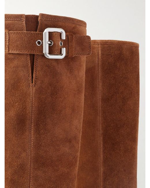 Chloé Brown Buckled Suede Boots