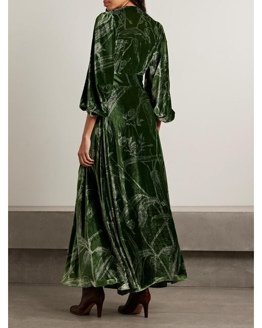 LaDoubleJ Green Camerino Printed Velvet Maxi Dress