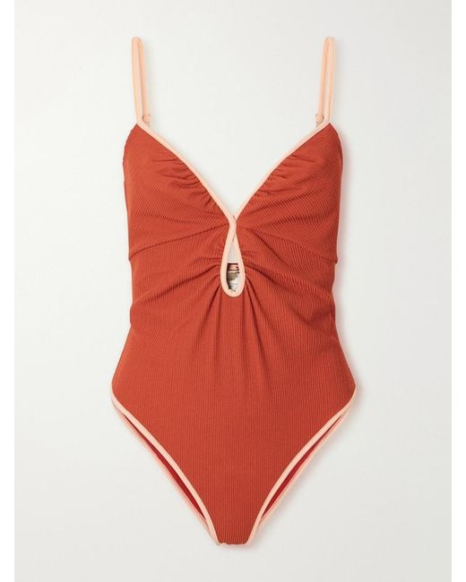 Johanna Ortiz Red Sundown Dust Ribbed Swimsuit