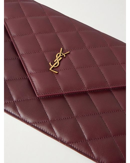 Saint Laurent Purple Paris Matelassé Leather Pouch