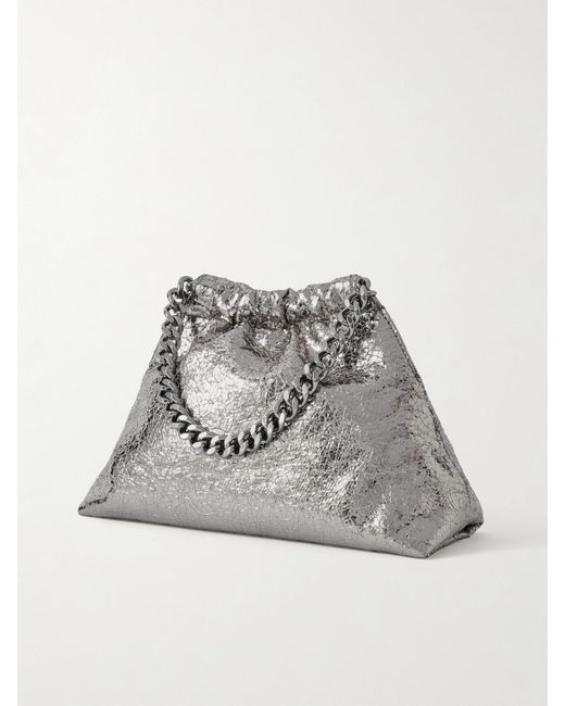 Stella McCartney Gray Falabella Mini Schultertasche Aus Synthetischem Metallic-Material
