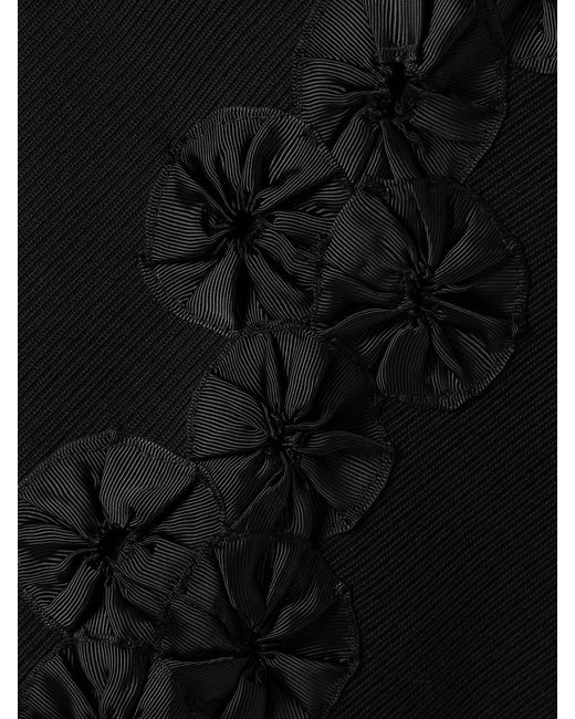 Bode Black Ribbon Garland Satin-Trimmed Pleated Cotton-Twill Wide-Leg Pants