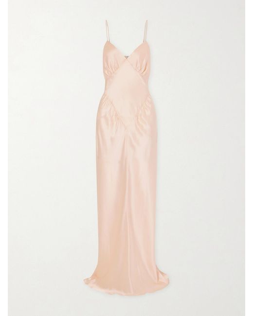 Aflalo Pink Aire Silk-Satin Maxi Dress