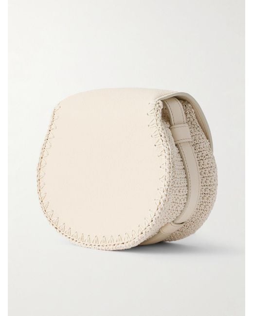 Chloé Natural Marcie Textured-Leather And Crocheted Cotton Shoulder Bag