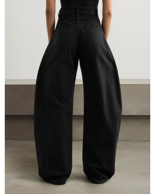 Alaïa Black High-Rise Barrel-Leg Jeans