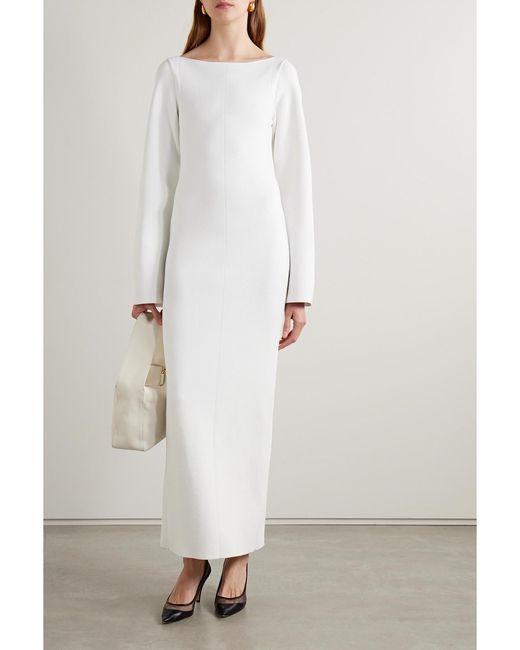 Khaite White Alta Ribbed-Knit Maxi Dress