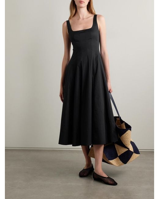 Robe Midi En Popeline De Coton Mélangé À Plis Wells Staud en coloris Black
