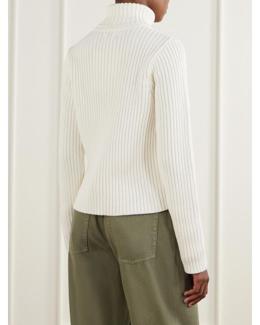 Still Here White Miller Ribbed Cotton Turtleneck Sweater