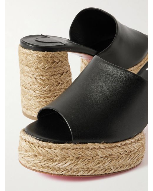 Christian Louboutin Natural Calakala 85 Mules Aus Leder Mit Espadrille-Plateausohle