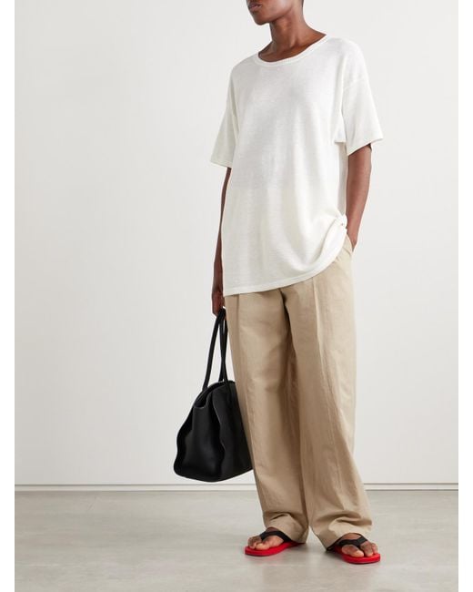 The Row Lilas Pleated Cotton-Blend Twill Tapered Pants in