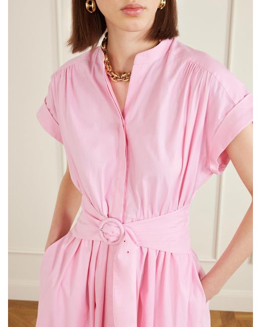 Saloni Pink Neesha Belted Cotton Maxi Dress