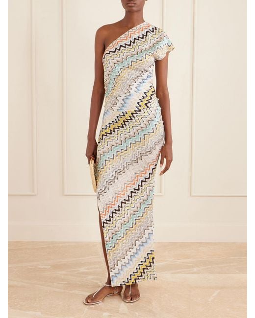 Missoni White Striped Crochet-Knit Maxi Dress