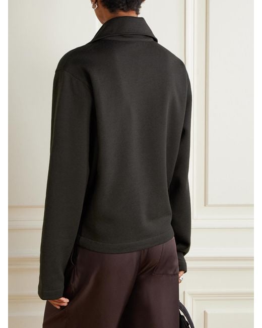 Lemaire Black Wool And Cotton-Blend Zip-Up Sweater