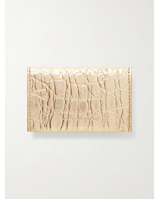 Dries Van Noten Natural Textured Metallic Croc-Effect Leather Wallet
