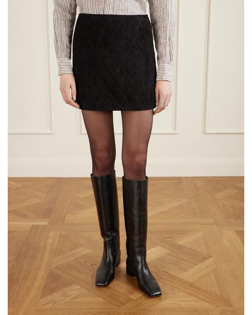 Blazé Milano Black Viva Coci Quilted Suede Mini Skirt