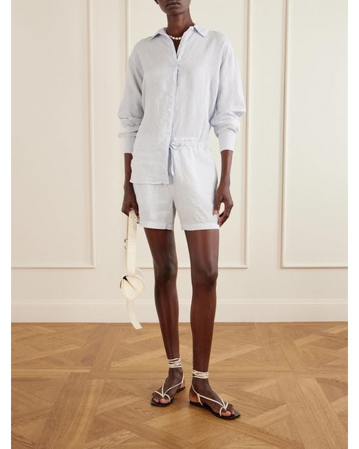 James Perse White Linen Shorts