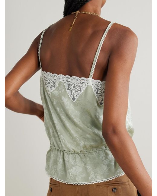 Chloé White Lace-Trimmed Silk-Jacquard Camisole
