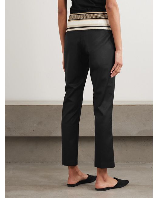 Abadia Black Sadu Grosgrain-Trimmed Wool-Blend Twill Tapered Pants