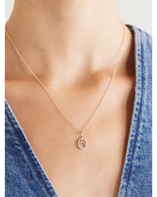 STONE AND STRAND Natural Initial Kette Aus 10 Karat Mit Diamanten