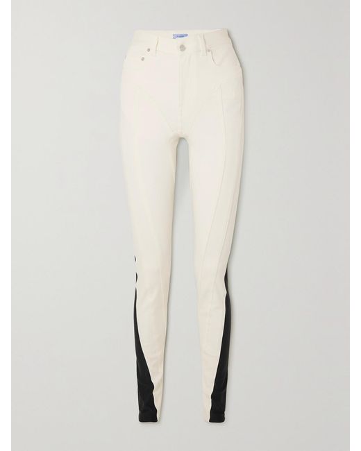 Mugler White Stretch Jersey-Trimmed High-Rise Skinny Jeans