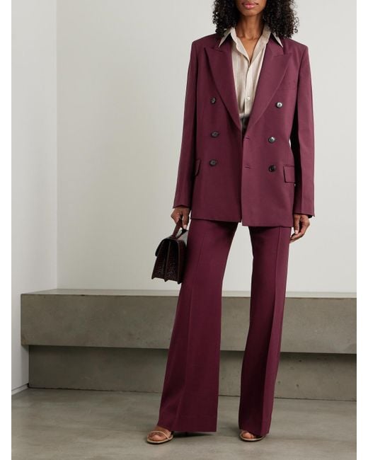 Victoria Beckham Purple Double-Breasted Crepe Blazer