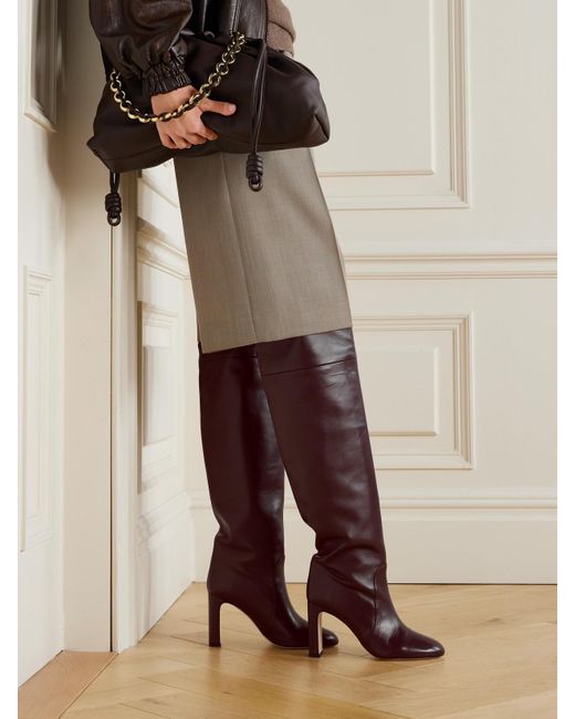 Stuart Weitzman Purple Babette Tubo Leather Over-The-Knee Boots