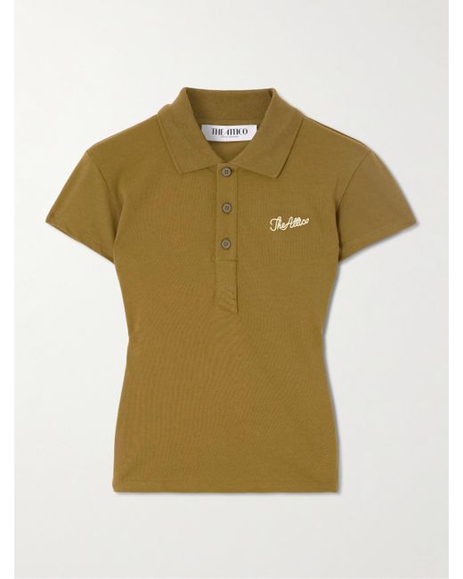 The Attico Green Polohemd Aus Baumwoll-Jersey Mit Stickerei