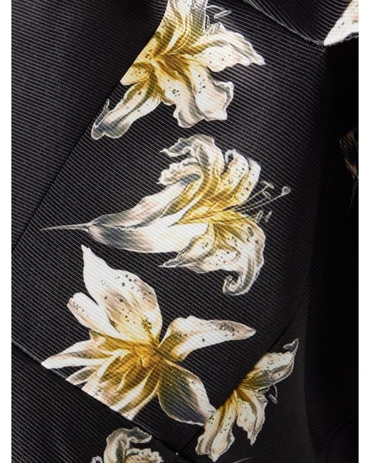 Emilia Wickstead Black Souline Off-The-Shoulder Floral-Print Faille Bustier Top