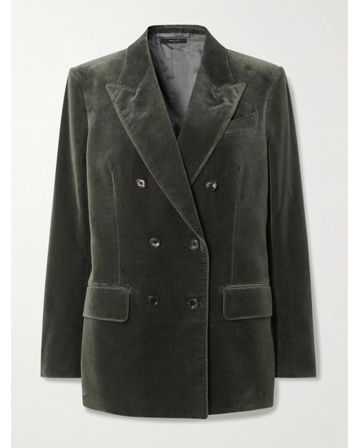 Tom Ford Black Doppelreihiger Blazer Aus Samt Aus Einer Baumwollmischung